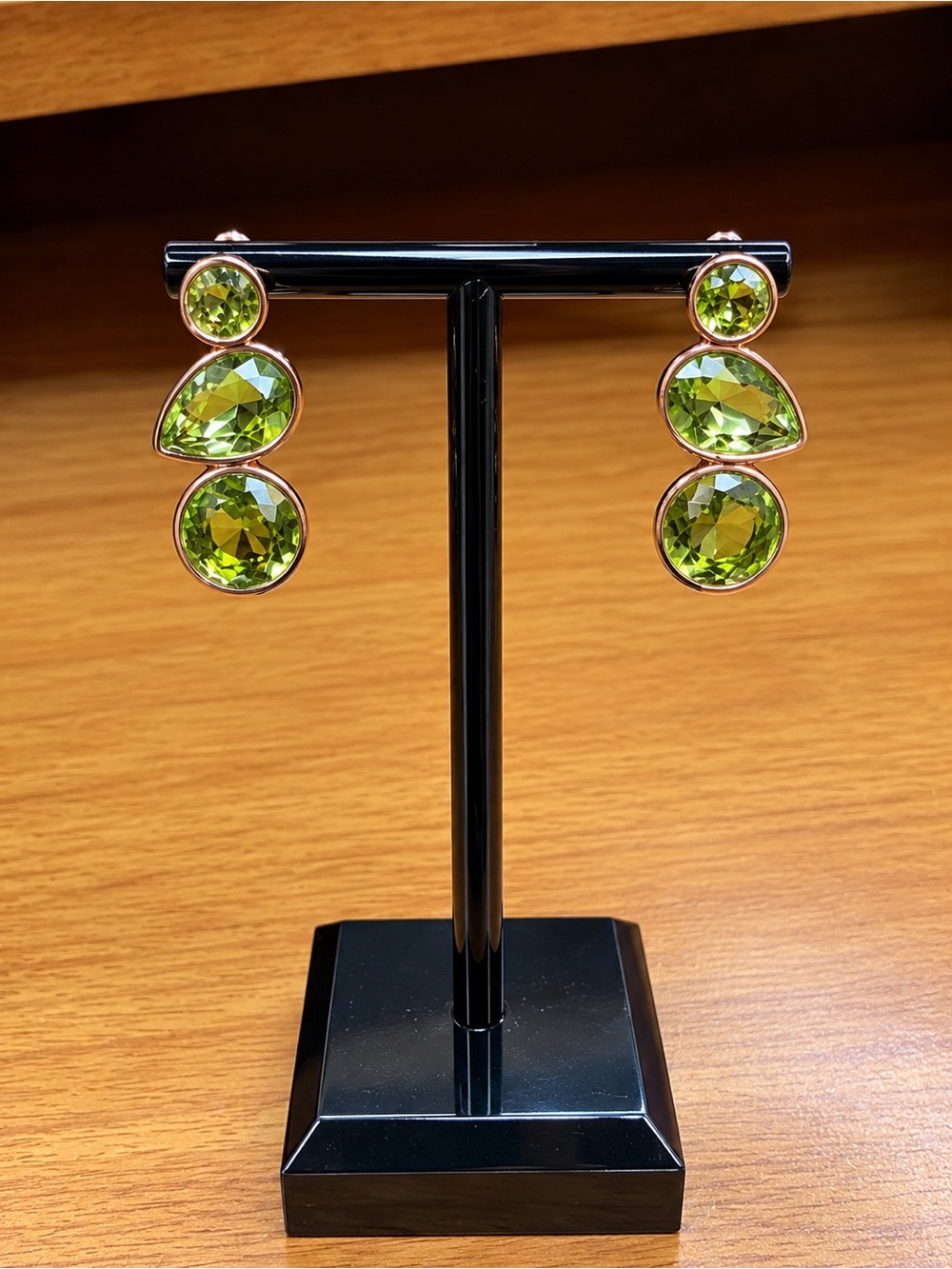 Peridot Swarovski Drop Earrings yellow Gold overlay Women Jewelry